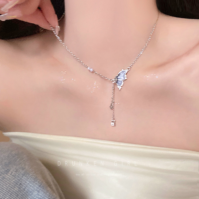 Elegant Butterfly Tassel Pearl Necklace for Women - Clavicle Chain Accessory - Image 12
