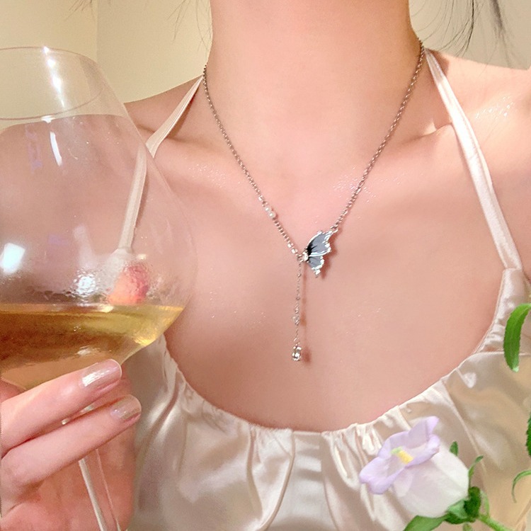 Elegant Butterfly Tassel Pearl Necklace for Women - Clavicle Chain Accessory - Image 17