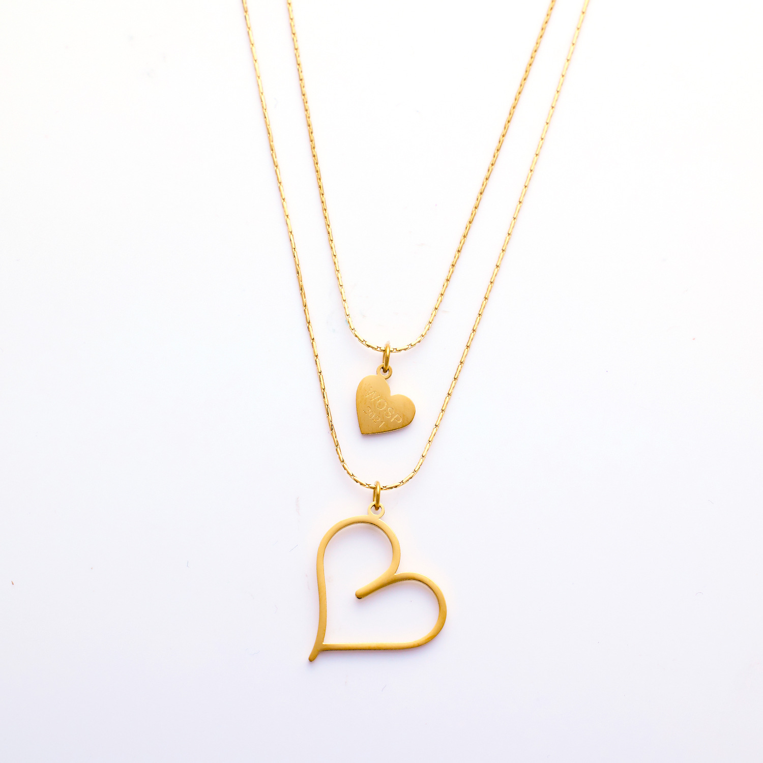 Elegant Stainless Steel Clavicle Chain with Golden Heart Charm - Image 4