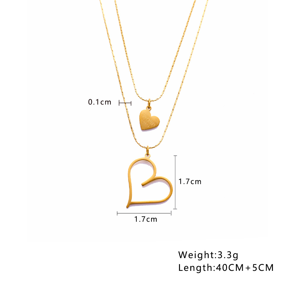Elegant Stainless Steel Clavicle Chain with Golden Heart Charm - Image 5