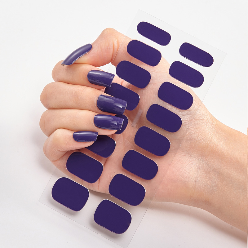 Pure Solid Color Nailart Stickers Set - Self Adhesive Nail Strips & Accessories for Full Beauty Adesivos - Image 2