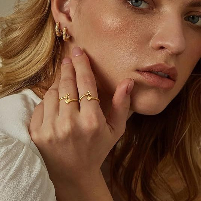 26 English Letters Ring - Elegant Real Gold Plated Simple Ring - Image 11