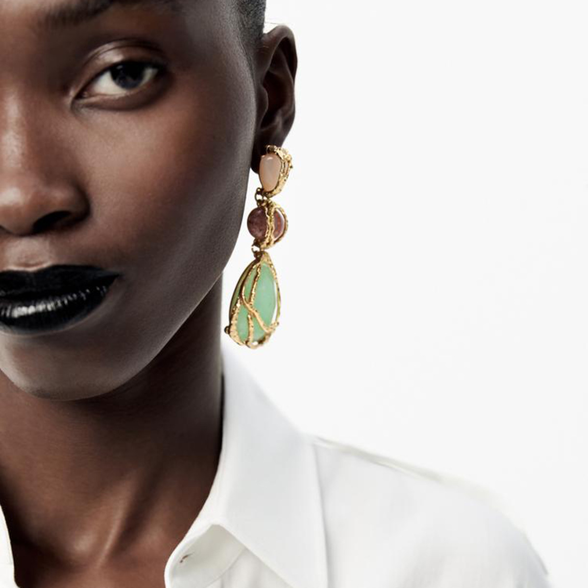 Acrylic Alloy Net Pocket Earrings - Stylish Water Drop Geometry Design - Image 4