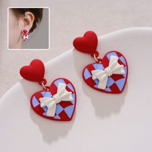 Charming Red Love Bow Earrings - Unique Design Jewelry for Women, Perfect Christmas & Valentine's Day Gift