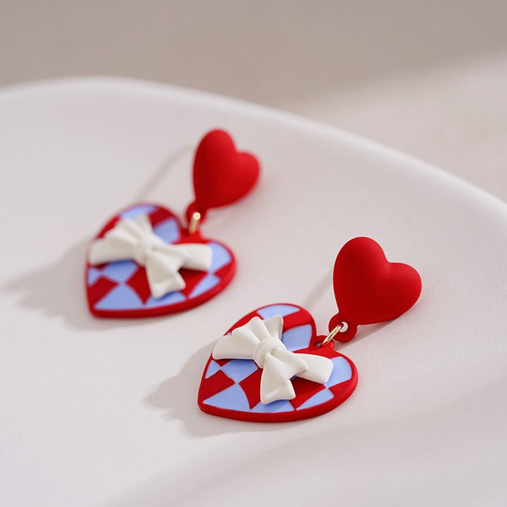 Charming Red Love Bow Earrings - Unique Design Jewelry for Women, Perfect Christmas & Valentine's Day Gift - Image 3