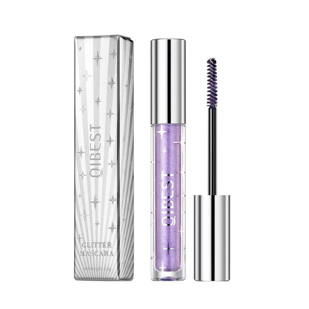 Violet Glitter Lash Mascara - Diamond Thick Shiny Eyelash Curling Extension, Waterproof Fast-Dry Makeup with Sequins, Eye Black - Image 8
