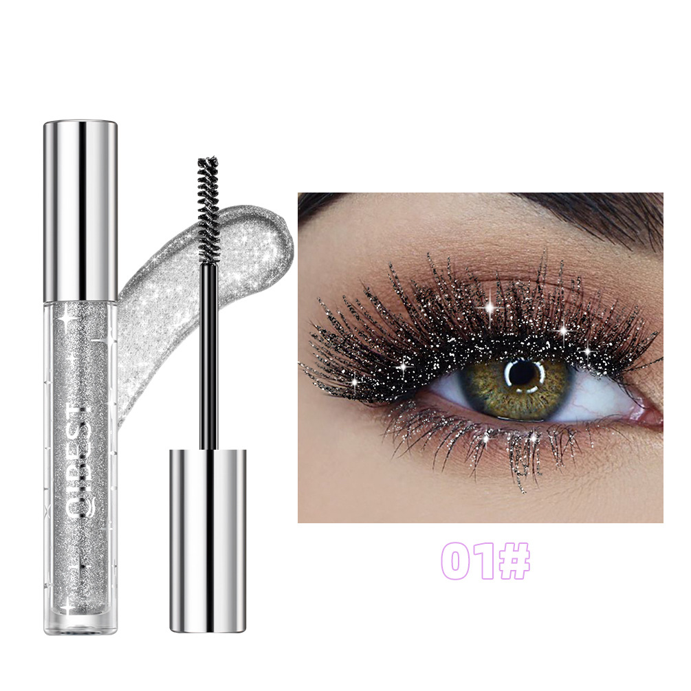 Violet Glitter Lash Mascara - Diamond Thick Shiny Eyelash Curling Extension, Waterproof Fast-Dry Makeup with Sequins, Eye Black - Image 9