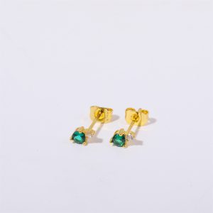 Titanium Steel Electroplated Genuine Gold Zircon Earrings with December Birthstone