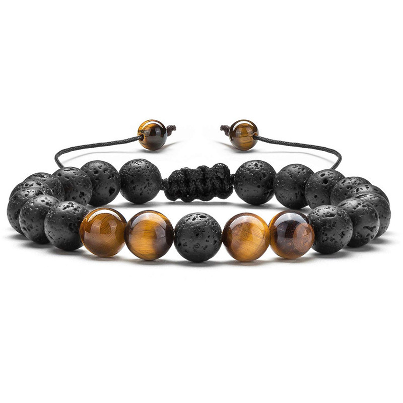 Stylish Tiger Eye Couple Bracelets with Matte Black Agate Beads - Image 7
