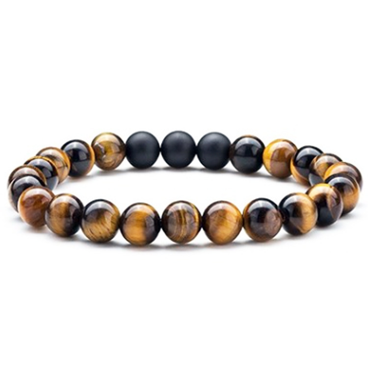 Stylish Tiger Eye Couple Bracelets with Matte Black Agate Beads - Image 11