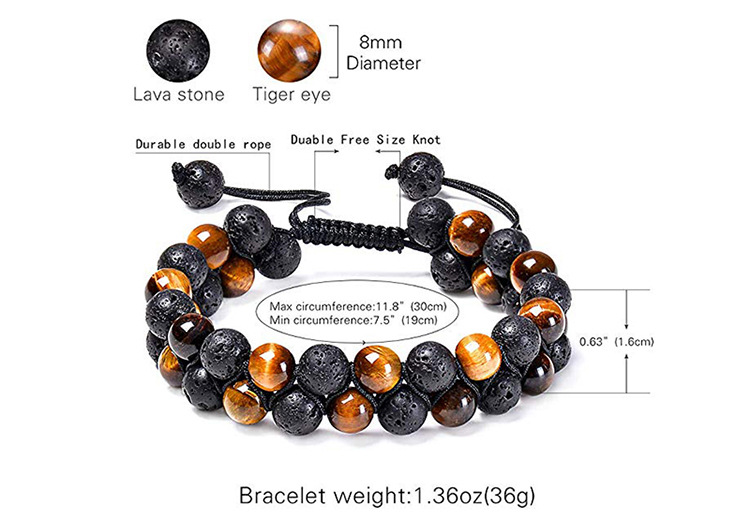 Stylish Tiger Eye Couple Bracelets with Matte Black Agate Beads - Image 14