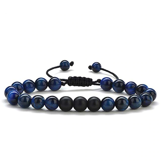 Stylish Tiger Eye Couple Bracelets with Matte Black Agate Beads - Image 17