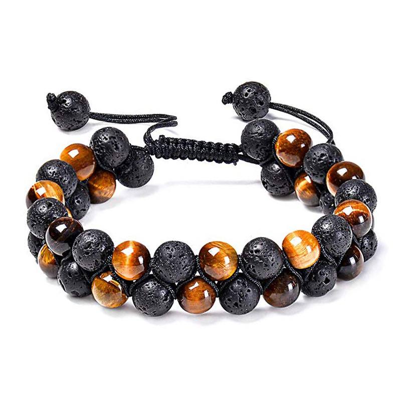 Stylish Tiger Eye Couple Bracelets with Matte Black Agate Beads - Image 18