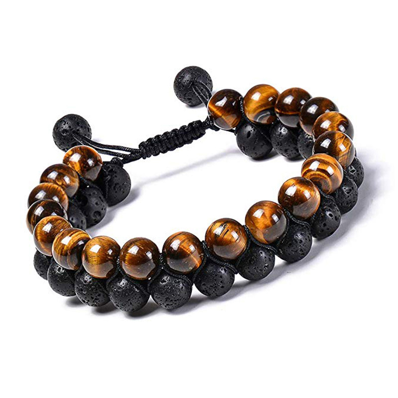 Stylish Tiger Eye Couple Bracelets with Matte Black Agate Beads - Image 19