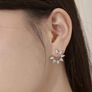 Exquisite Silver S925 White Water Drop Pear-shaped Gang Drill Sun Round Trendy Earrings Design
