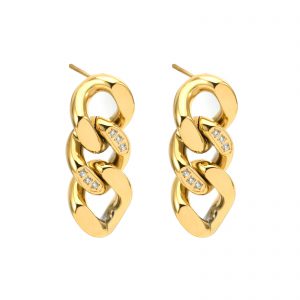 Customizable Stainless Steel Cuban Link Chain Earrings for Women