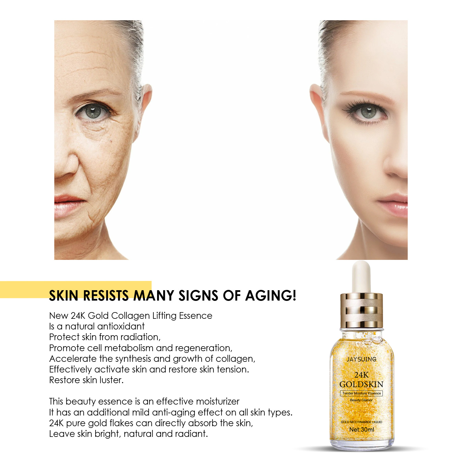 24K Gold Collagen Protein Lifting - Anti-Aging Skin Firming Solution - Image 5