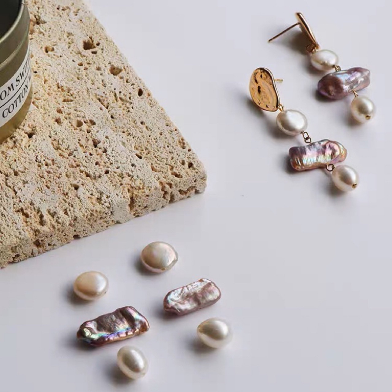 Lavender Baroque Pearl Earrings - Natural Shape & Elegant Design - Image 4