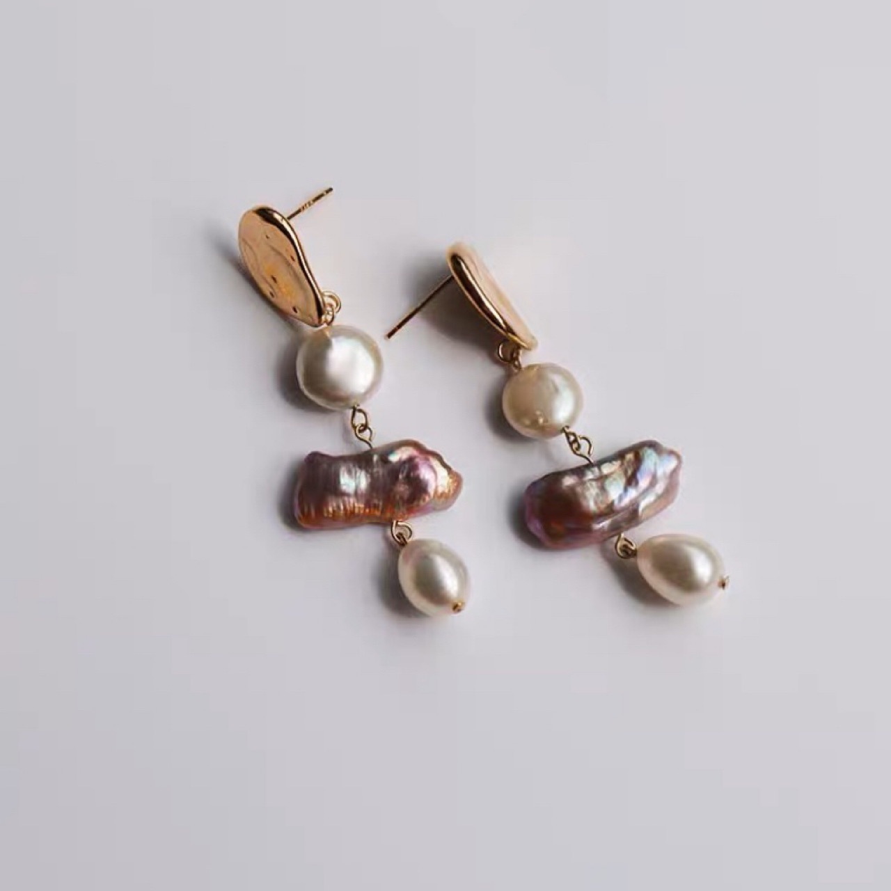 Lavender Baroque Pearl Earrings - Natural Shape & Elegant Design - Image 5