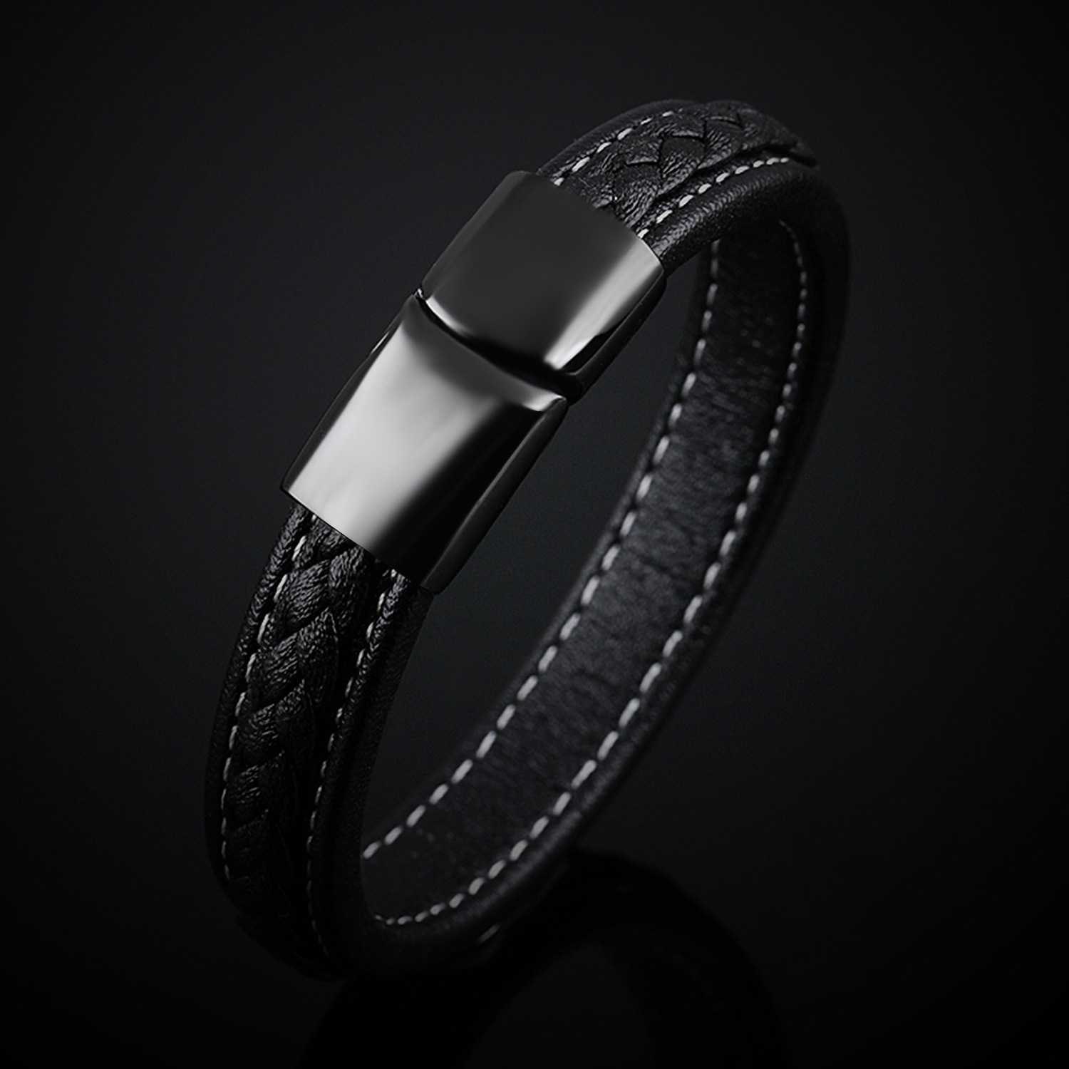 Stylish Black Titanium Steel Bracelet for Modern Elegance - Image 2