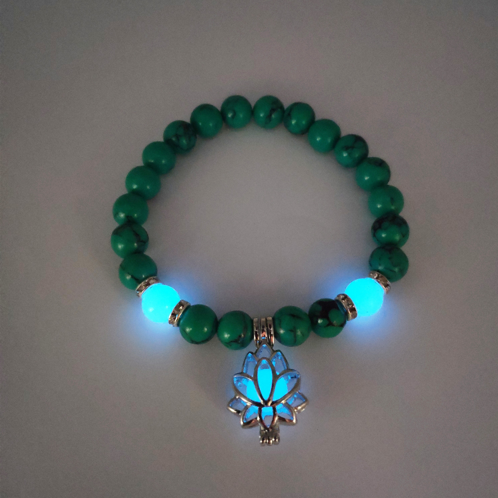 Energy Luminous Lotus Natural Stone Bracelet - Yoga Healing Glow-in-the-Dark Charm Beads for Men & Women | Buddhism Prayer Accessory - Image 2