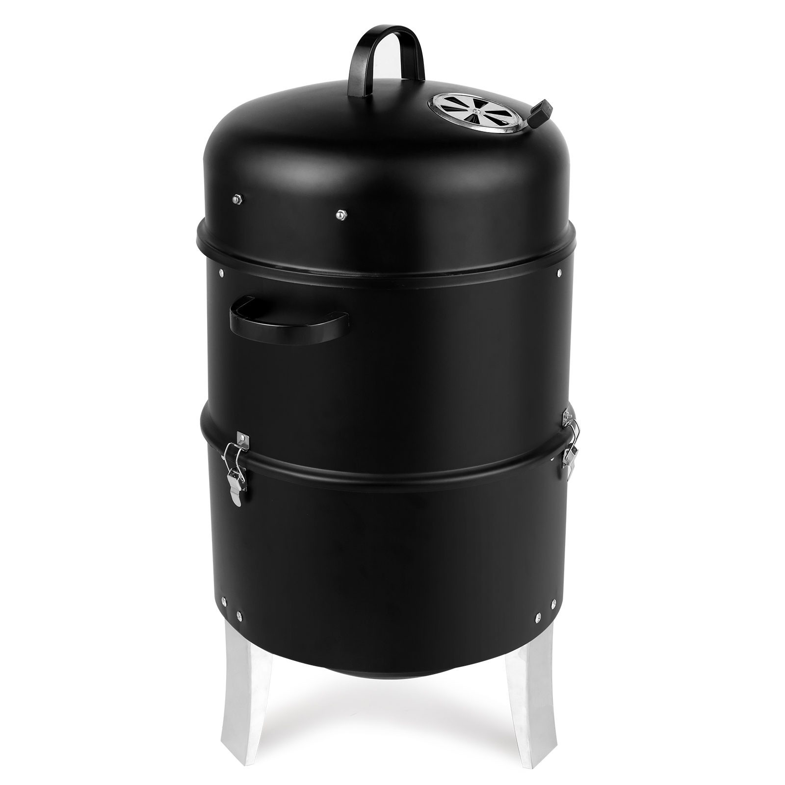 47x41.5x82cm Black Double-Walled Cylindrical Charcoal Smoker Grill - Premium Quality
