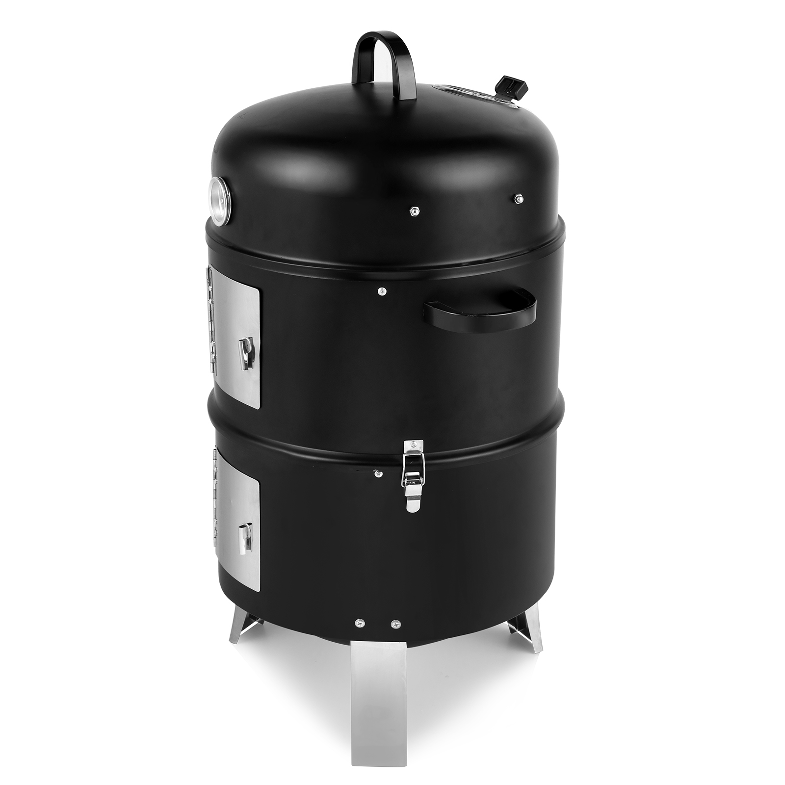 47x41.5x82cm Black Double-Walled Cylindrical Charcoal Smoker Grill - Premium Quality - Image 4