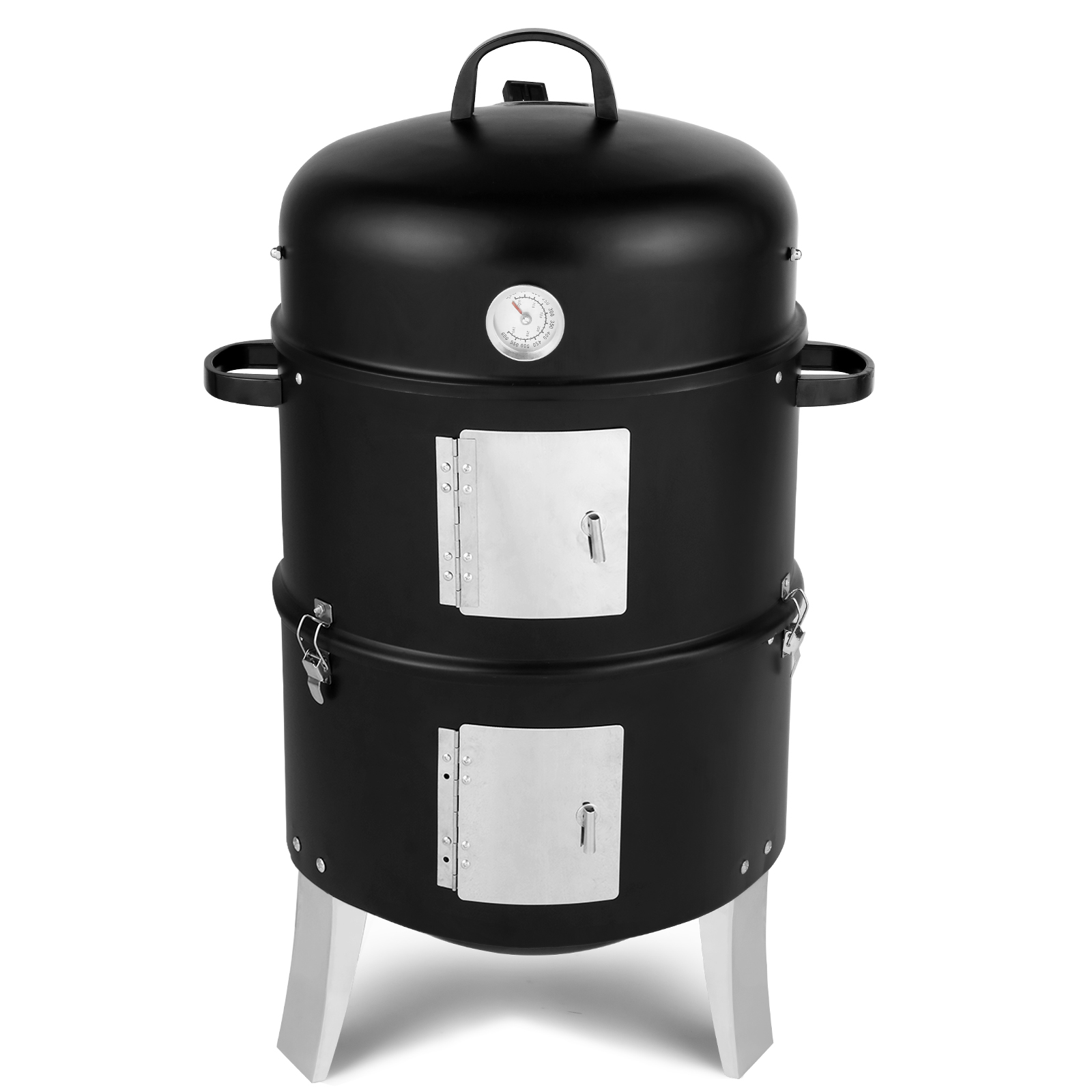 47x41.5x82cm Black Double-Walled Cylindrical Charcoal Smoker Grill - Premium Quality - Image 12