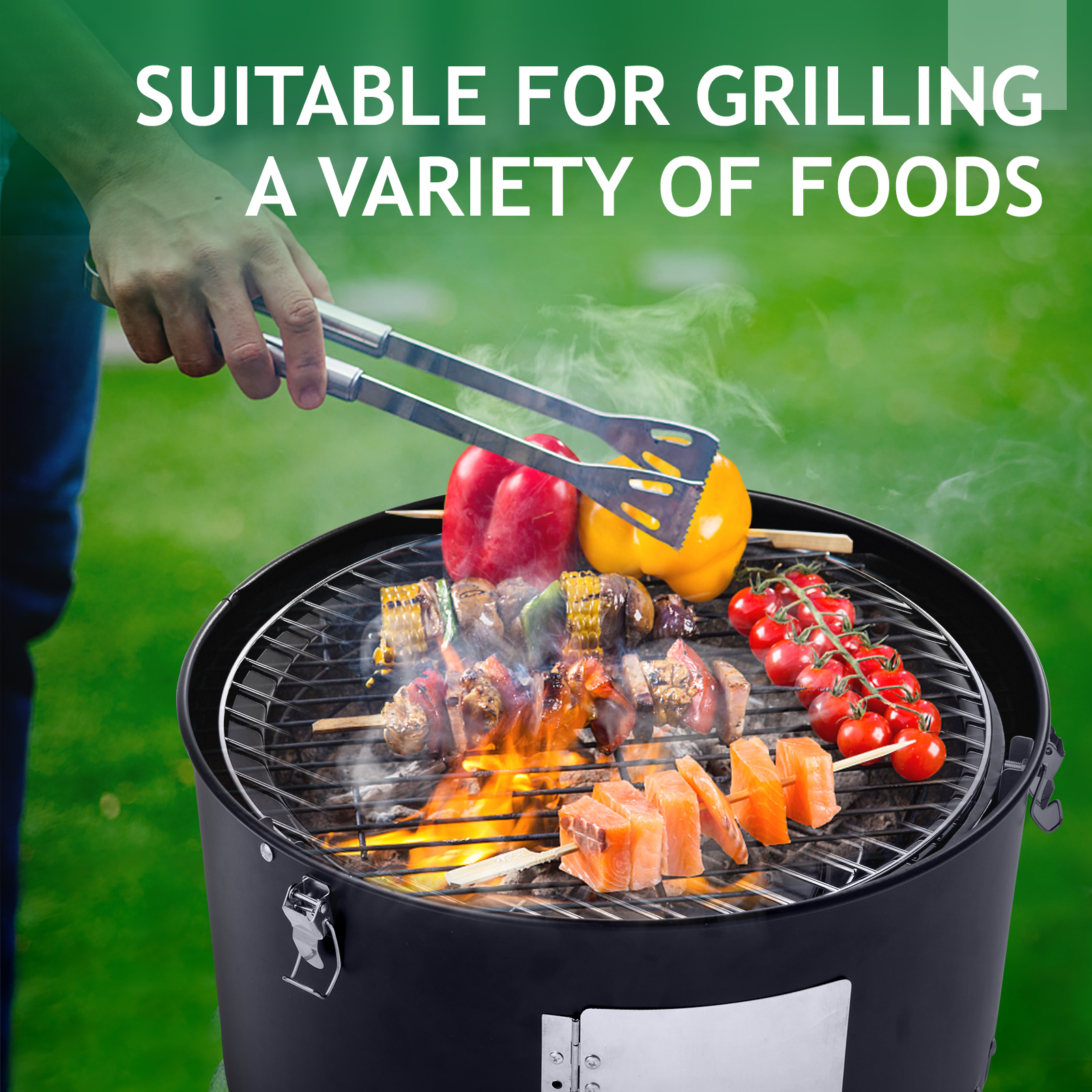 47x41.5x82cm Black Double-Walled Cylindrical Charcoal Smoker Grill - Premium Quality - Image 15