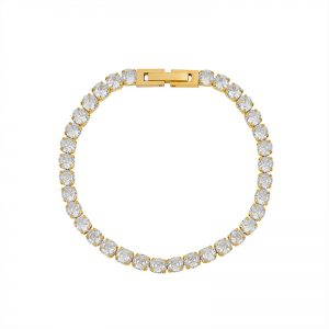 Stylish Women's Fully-Jewelled Zircon Bling Chain Bracelet - Titanium Steel Cubic Jewelry Gift for Girls