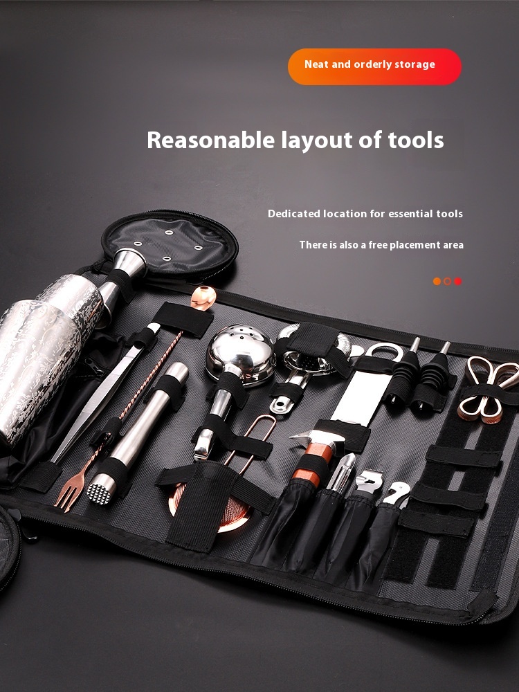 Stainless Steel Cocktail Shaker Storage Bag - Complete Shaker Set - Image 4