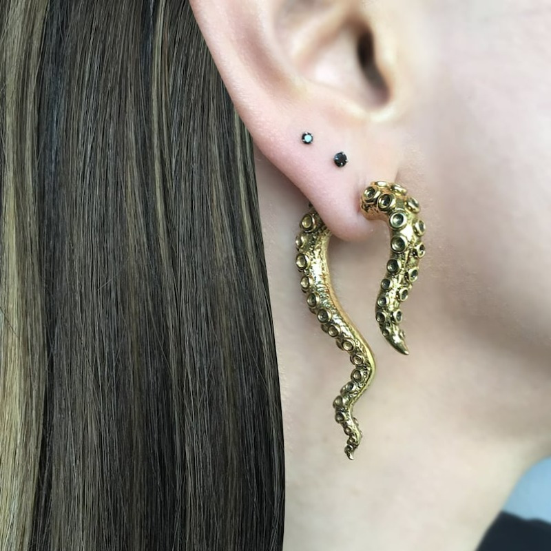 Vintage Punk Jewelry Earrings with Octopus Tentacle Design - Image 3