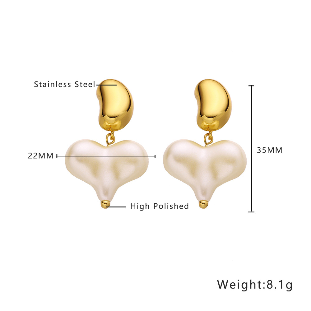 Stylish Stainless Steel Exaggerated Geometry Heart Stud Earrings - Image 3