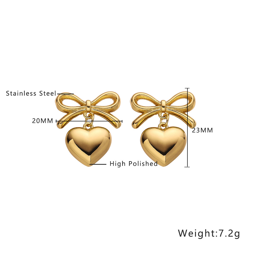 Stylish Stainless Steel Exaggerated Geometry Heart Stud Earrings - Image 12