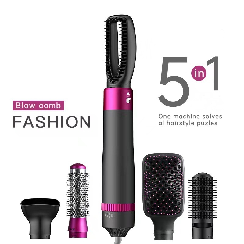 5 In 1 Professional Hair Dryer Brush & Straightening Tool - Electric Styling Brush & Automatic Curler for Effortless Beauty - Image 4