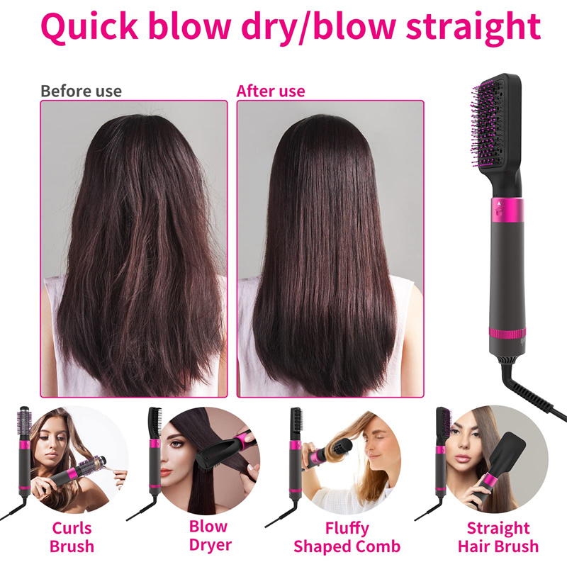 5 In 1 Professional Hair Dryer Brush & Straightening Tool - Electric Styling Brush & Automatic Curler for Effortless Beauty - Image 5