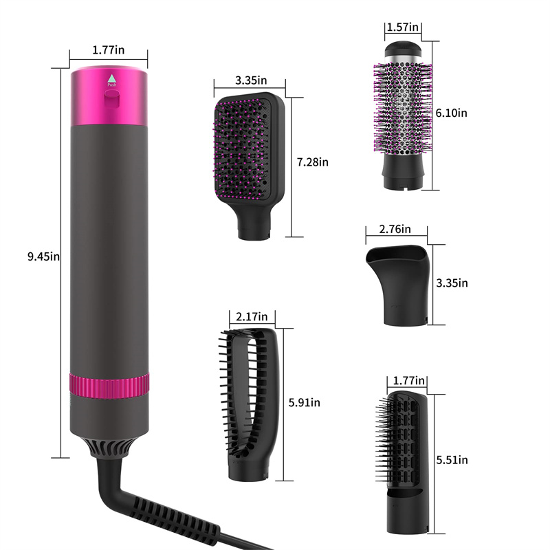 5 In 1 Professional Hair Dryer Brush & Straightening Tool - Electric Styling Brush & Automatic Curler for Effortless Beauty - Image 7