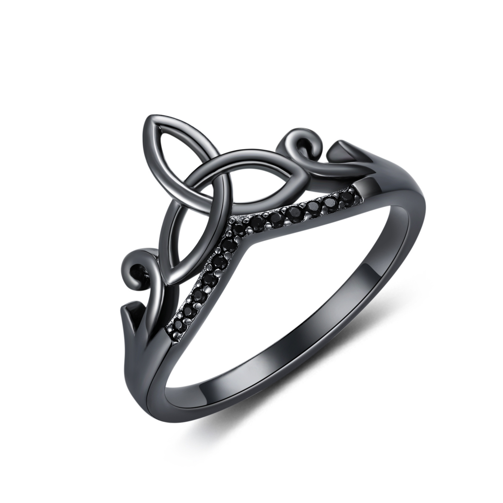 Sterling Silver Celtic Rings with Black Accent - Elegant & Unique Designs