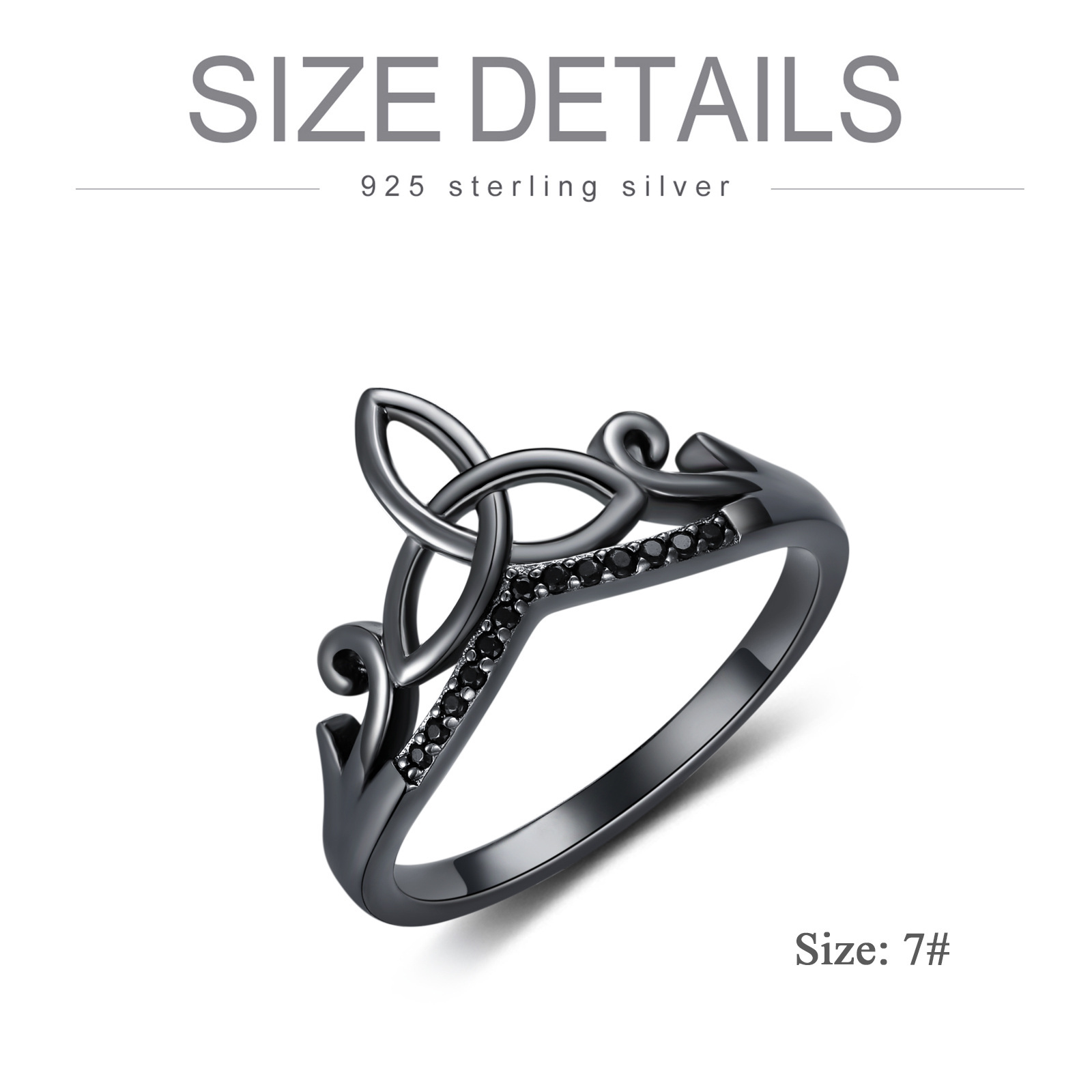 Sterling Silver Celtic Rings with Black Accent - Elegant & Unique Designs - Image 5