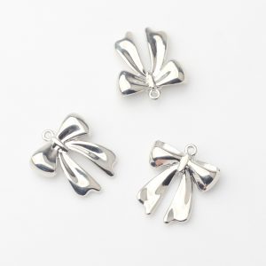 Trendy Korean Style Simple Alloy Bow Silver-Plated Pendant Accessories