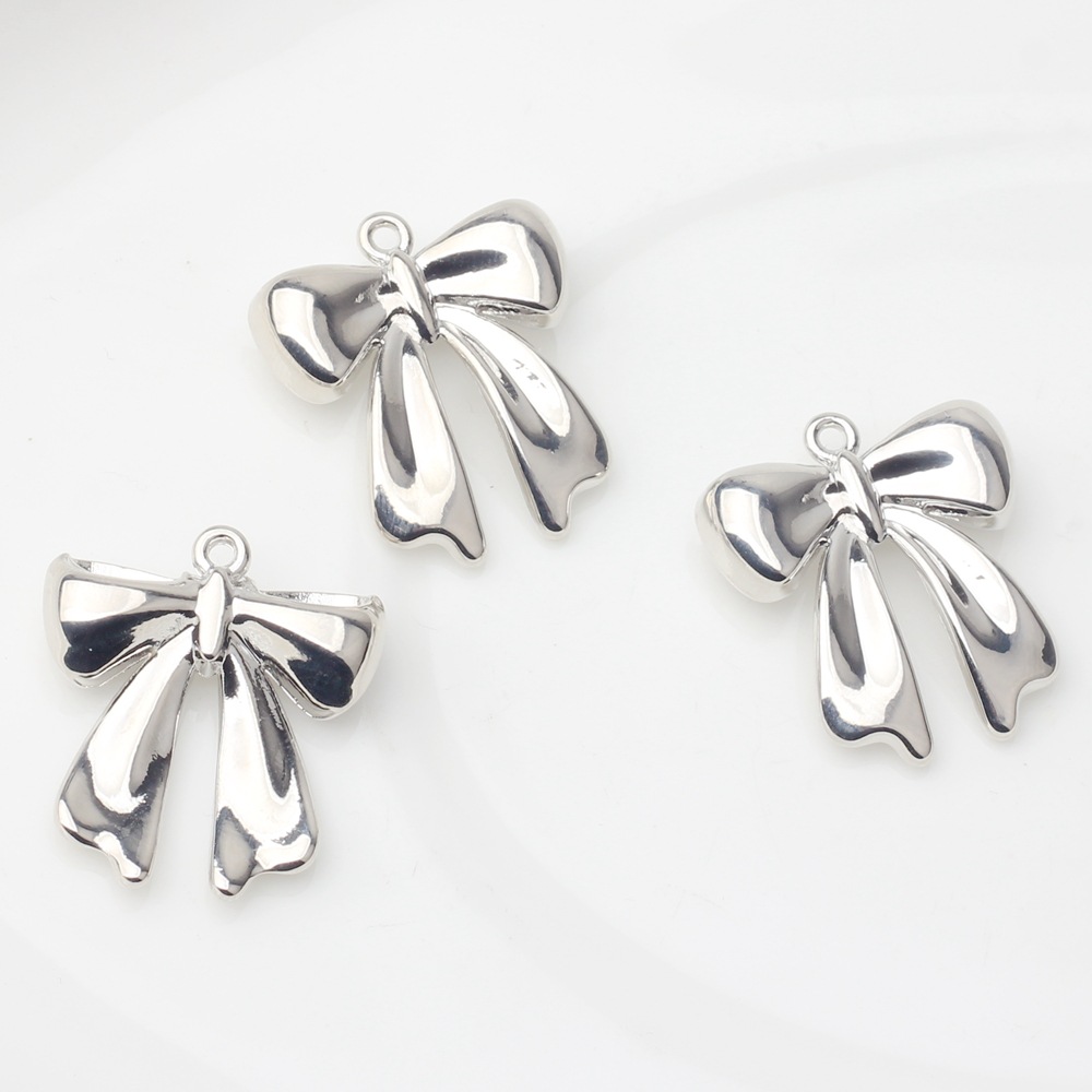 Trendy Korean Style Simple Alloy Bow Silver-Plated Pendant Accessories - Image 2