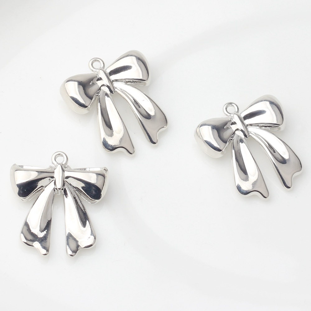 Trendy Korean Style Simple Alloy Bow Silver-Plated Pendant Accessories - Image 3