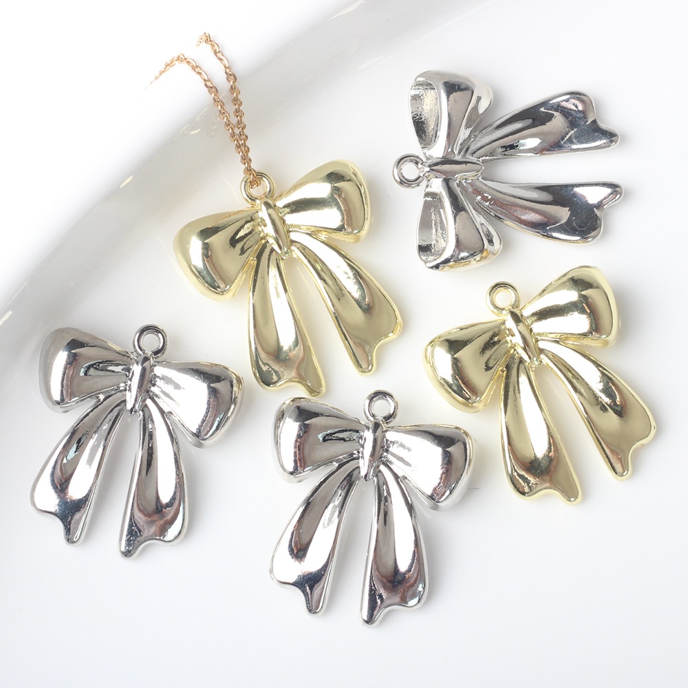 Trendy Korean Style Simple Alloy Bow Silver-Plated Pendant Accessories - Image 4