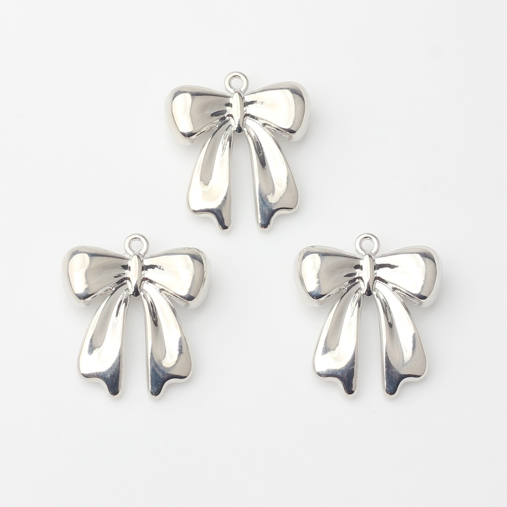 Trendy Korean Style Simple Alloy Bow Silver-Plated Pendant Accessories - Image 6