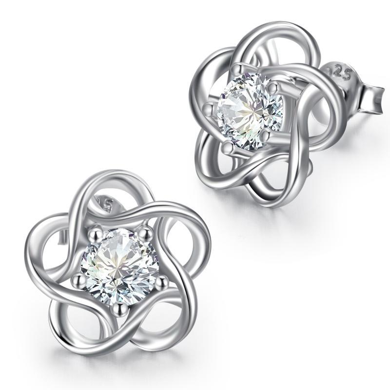Sterling Silver Women's Flower Stud Earrings - Elegant Jewelry for Every Occasion - Image 5