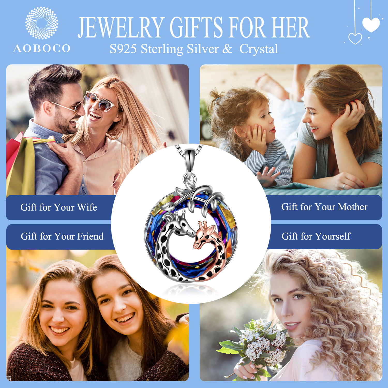 Sterling Silver Giraffe Pendant Necklace with Crystal - Perfect Jewelry Gift for Women, Teens, and Girls - Image 6