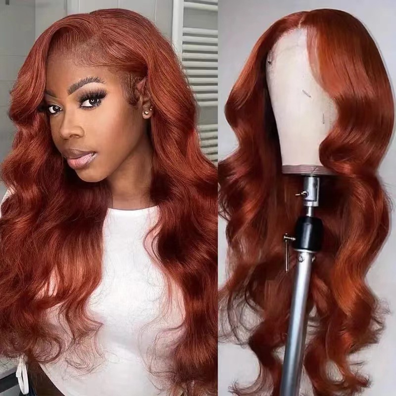 Brown Red Curly Hair Big Wave Front Lace Wig | Full-Head Chemical Fiber Wig - Image 2