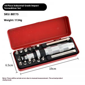 14-Piece Impact Screwdriver Head Set for Machine Repair - Chrome Vanadium Steel Tools in Iron Box
