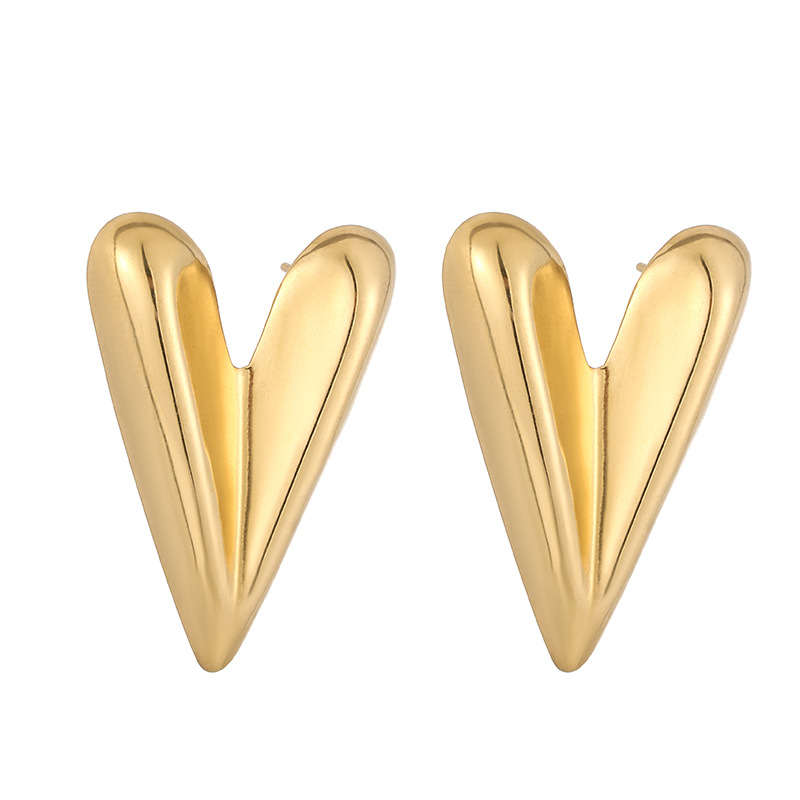 Stylish Love Heart Earrings in Stainless Steel - Simple Fashion Design - Image 4