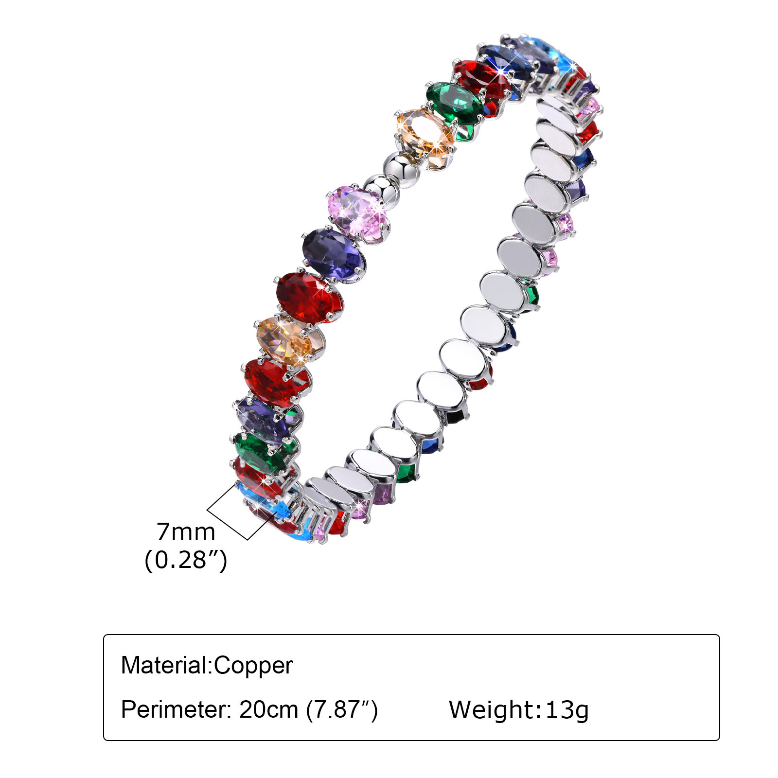 Vibrant Women's Oval Zircon Bracelet - Fashionable Colorful Accessory - Image 3
